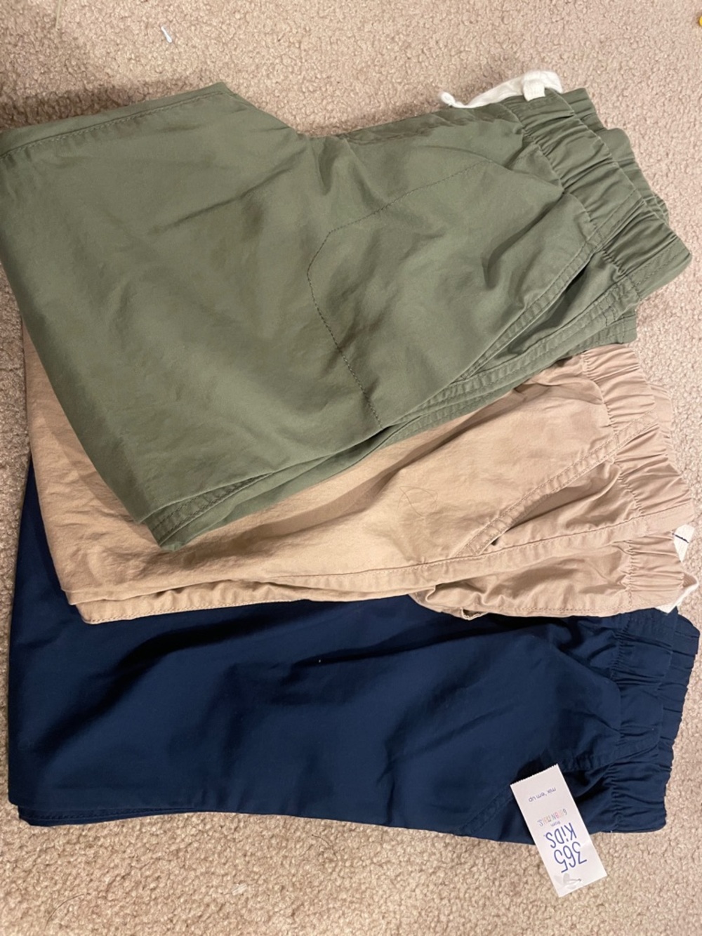 Boys bundle of 3 Elastic Waist pants in Olive, Khaki, Navy, size 10